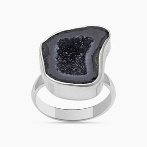 Coconut Druzy Silver Rings