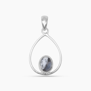 Dendritic Opal Silver Drop Pendants