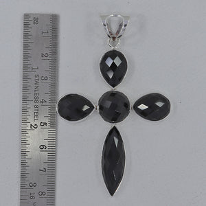 925 Sterling Silver Black Onyx Cross Pendants