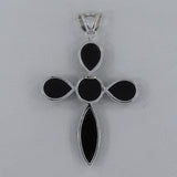 925 Sterling Silver Black Onyx Cross Pendant