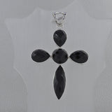 925 Sterling Silver Black Onyx Cross Pendant