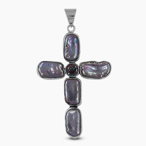 Fresh Water Pearl Cross Silver Pendants