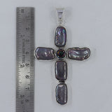 Natural Fresh Water Pearl Cross Silver Pendant