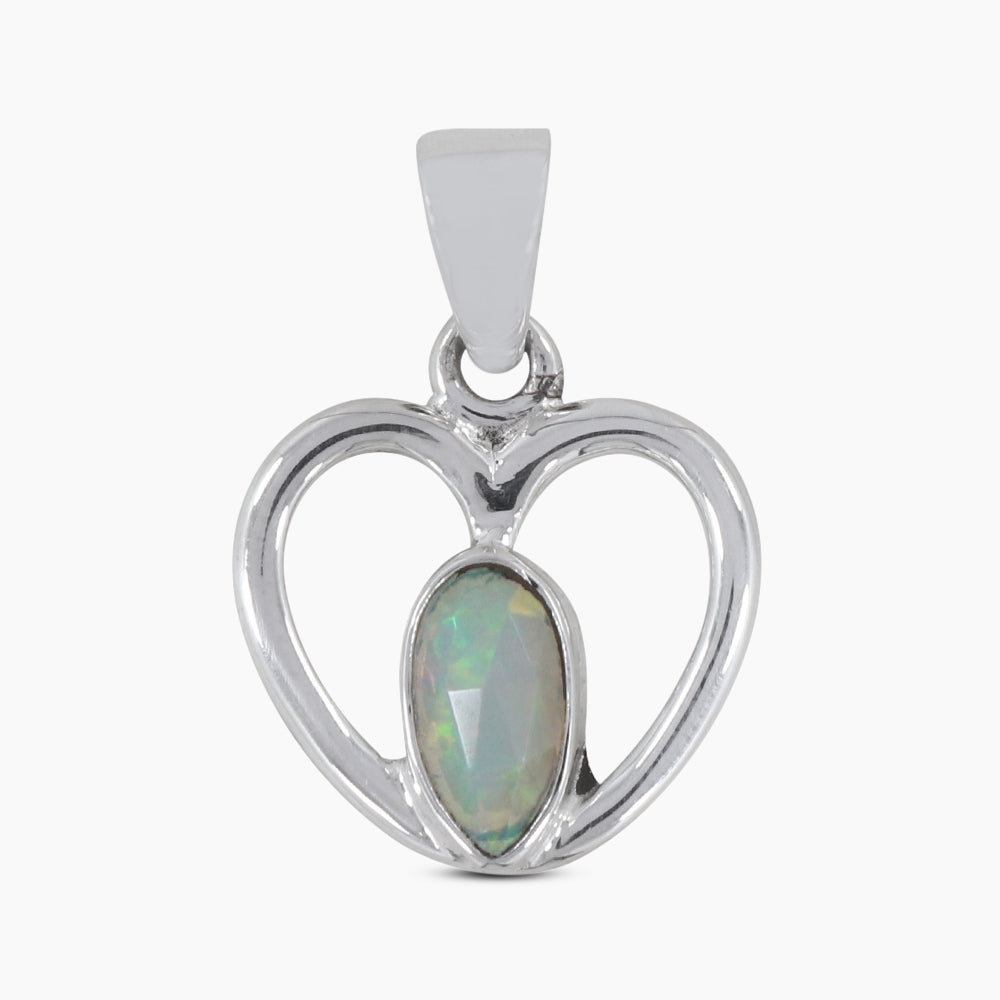 Ethiopian Opal Silver Designer Heart Pendants