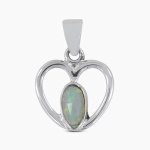 Ethiopian Opal Silver Designer Heart Pendants