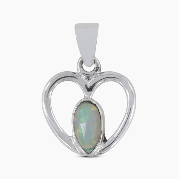 Ethiopian Opal Silver Designer Heart Pendants