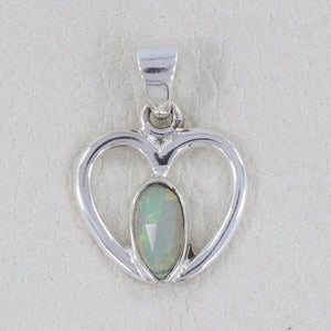 Ethiopian Opal Silver Designer Heart Pendant