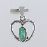 Ethiopian Opal Silver Designer Heart Pendant