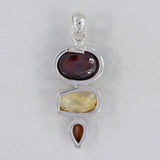 Hessonite, Citrine 925 Sterling Silver Pendant