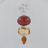 Hessonite, Citrine 925 Sterling Silver Pendant