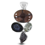 Natural Andalusite With Multi Gemstone Silver Pendant