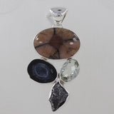 Natural Andalusite With Multi Gemstone Silver Pendant