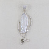 Fresh Water Pearl With Tourmaline Silver Designer Pendant