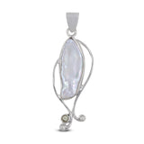 Fresh Water Pearl With Tourmaline Silver Designer Pendant