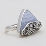 Blue Lace Agate Silver Jewelry Sets