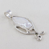 Fresh Water Pearl With Tourmaline Silver Designer Pendant