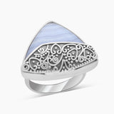 Blue Lace Agate Silver Jewelry Sets