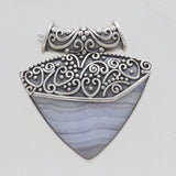 Blue Lace Agate Silver Jewelry Sets