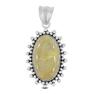 Golden Rutilated Quartz Silver Pendant