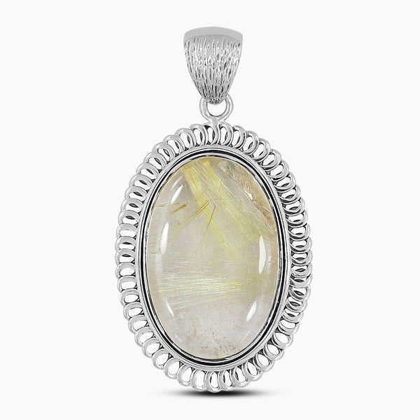 Golden Rutilated Quartz Silver Pendants