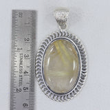 Golden Rutilated Quartz Silver Pendant