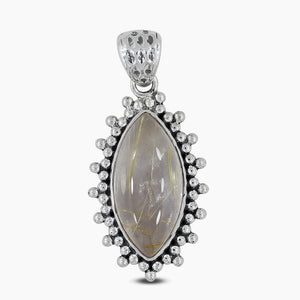 Golden Rutilated Quartz Silver Pendants