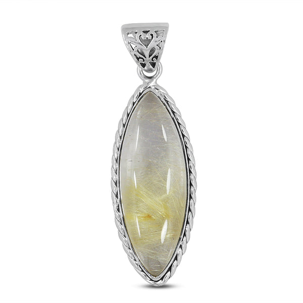 Golden Rutilated Quartz Silver Pendant