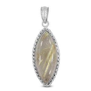 Golden Rutilated Quartz Silver Pendant