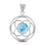 Natural Larimar 925 Sterling Silver Pendant