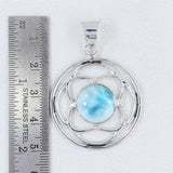 925 Sterling Silver Natural Larimar Pendant