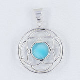 Natural Larimar 925 Sterling Silver Pendant