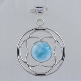 925 Sterling Silver Natural Larimar Pendant