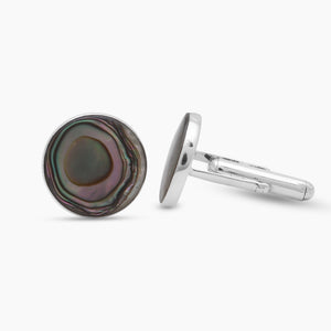 Abalone Shell Silver Cufflinks For Men