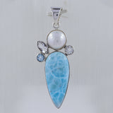 925 Sterling Silver Larimar Pendant