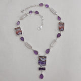 Natural Amethyst Slice Silver Necklace