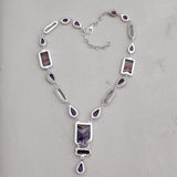 Natural Amethyst Slice Silver Necklace