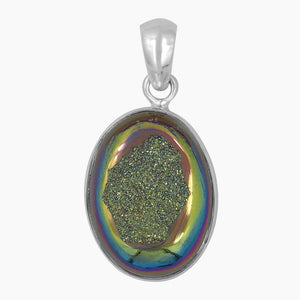 925 Sterling Silver Titanium Druzy Pendants