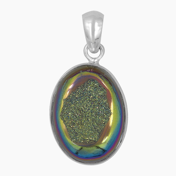 925 Sterling Silver Titanium Druzy Pendants