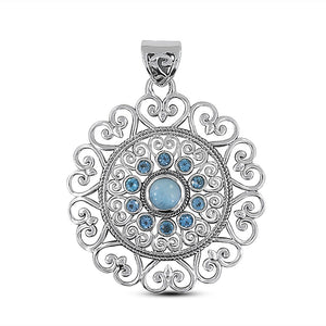 925 Sterling Silver Larimar Pendant