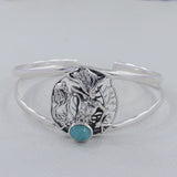 Larimar Gemstone Cuff Bangle - Mermaid Designer Jewelry