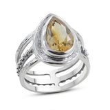 Natural Citrine Birthstone Silver Rings