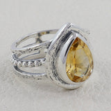 Natural Citrine Birthstone Silver Rings