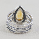 Natural Citrine Birthstone Silver Rings