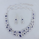 Raw Tanzanite, Moonstone Necklace with Matching Earring Jewelry Set