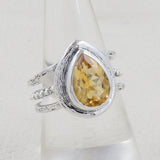 Natural Citrine Birthstone Silver Rings