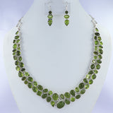 Peridot and Idocrase Gemstone Jewelry Set Necklace