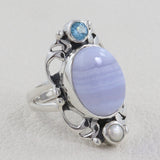 Blue Lace Agate Sterling Silver Ring