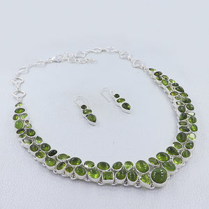 Peridot and Idocrase Gemstone Jewelry Set Necklace