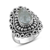 Rough Aquamarine Designer Silver Ring