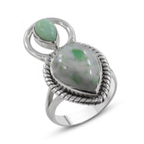 Green Emerald with Green Opal Silver Ring